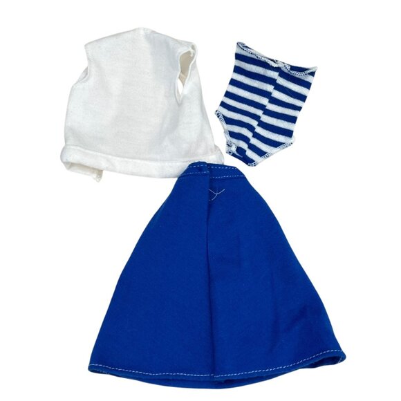 Barbie Doll B Active 7916 Outfit Set 4 pc Red & Blue Striped Tops Skirt Vest - Picture 5 of 7
